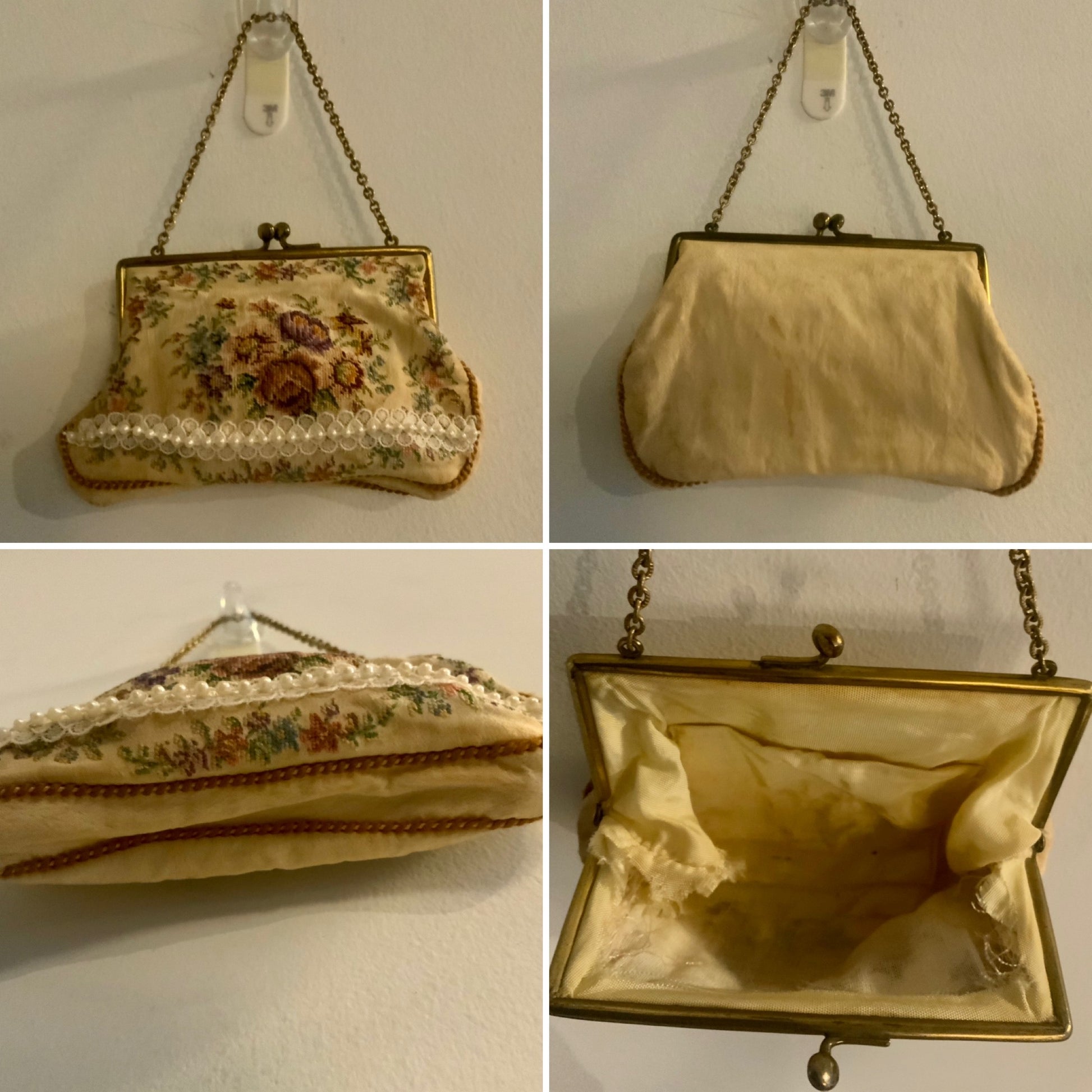 Victorian Needlepoint Embroidery Handbag - 1800 - LuluBoopVintage